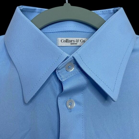 Collars & Co Polo Shirt Mens Small Blue Dress Collar Preppy English Point NEW
